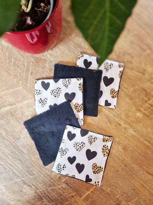 5 Lingettes démaquillantes Coeur léopard