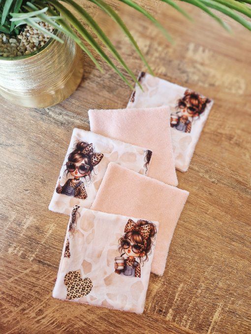 5 Lingettes démaquillantes Fille léopard