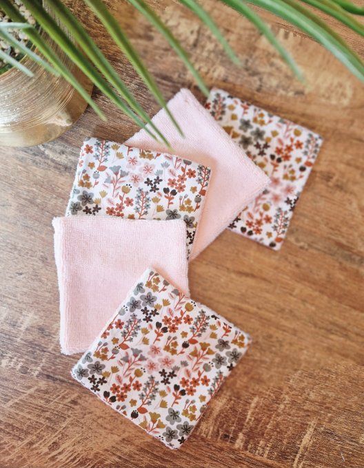 5 Lingettes démaquillantes Petite fleur rose