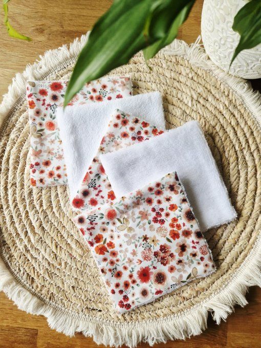 5 Lingettes démaquillantes Fleuri Rouge