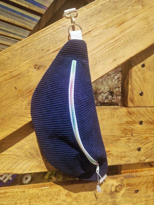 Sac Banane Bleue Marine Fleuri