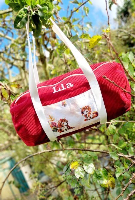 Sac Bowling Tortu bordeaux licorne automne  