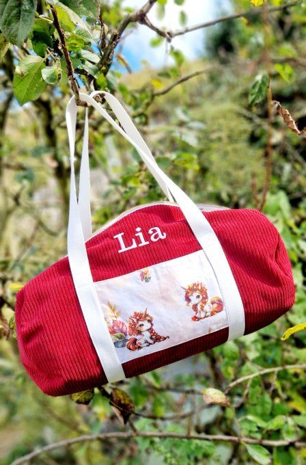 Sac Bowling Tortu bordeaux licorne automne  