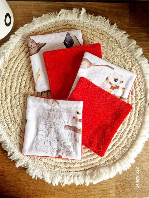 5 lingettes carré lavable Harry Potter