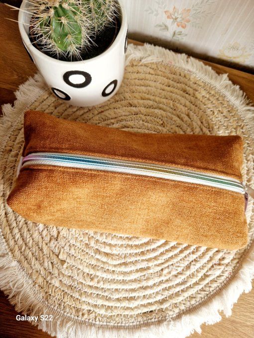 Trousse d'école marron et léopard 