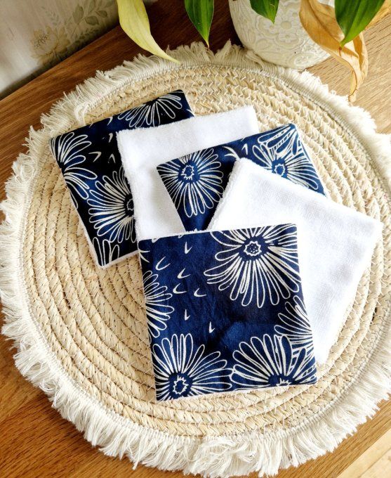 5 Lingettes démaquillantes marine fleuri 