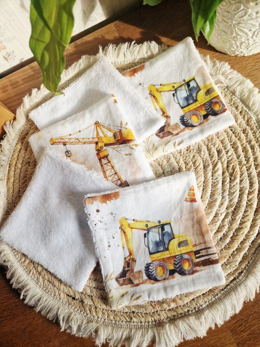 5 lingettes carré lavable Chantier