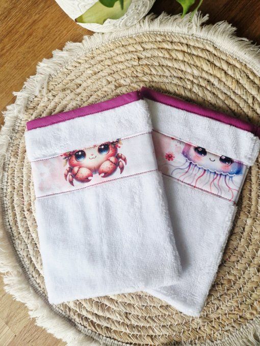 Ensemble cape de bain Poisson rose