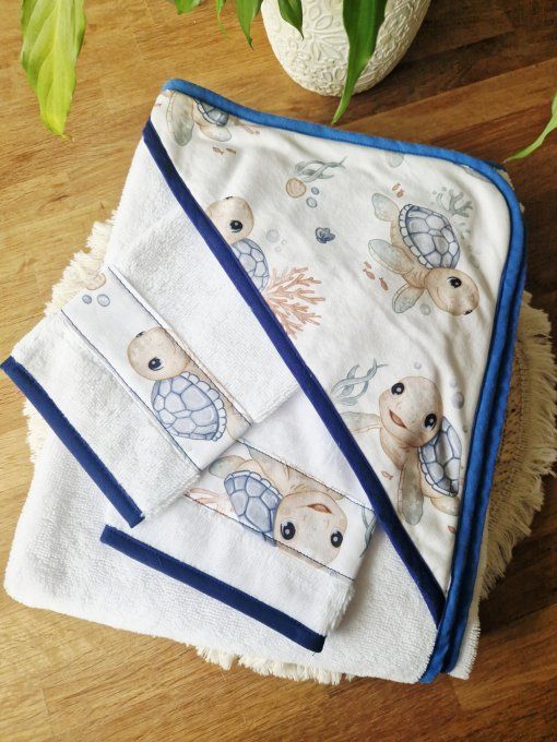 Ensemble cape de bain Bébés tortues