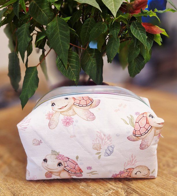 Trousse de toilette tortue rose