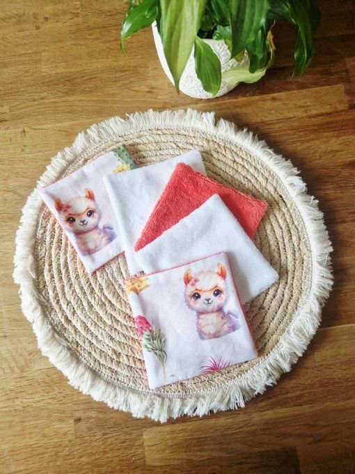 5 lingettes carré lavable Lama