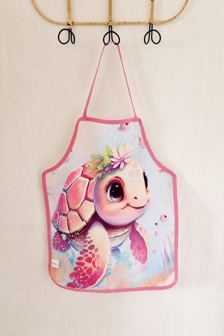 Tablier enfant tortu rose 